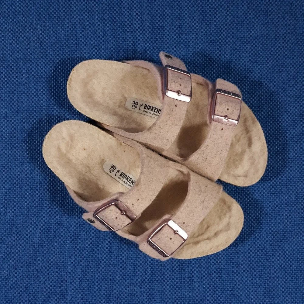 Birkenstock Arizona Shearling Sandals Slides Kids Girls Size 12 Pink Fuzzy